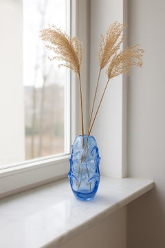 Vaso in vetro artistico azzurro pallido di Börne Augustsson per Åseda, Svezia