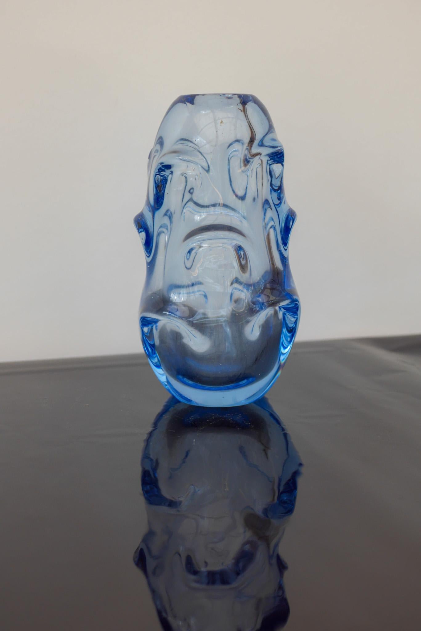 Swedish Pale Baby Blue Art Glass Vase by Börne Augustsson for Åseda, Sweden For Sale