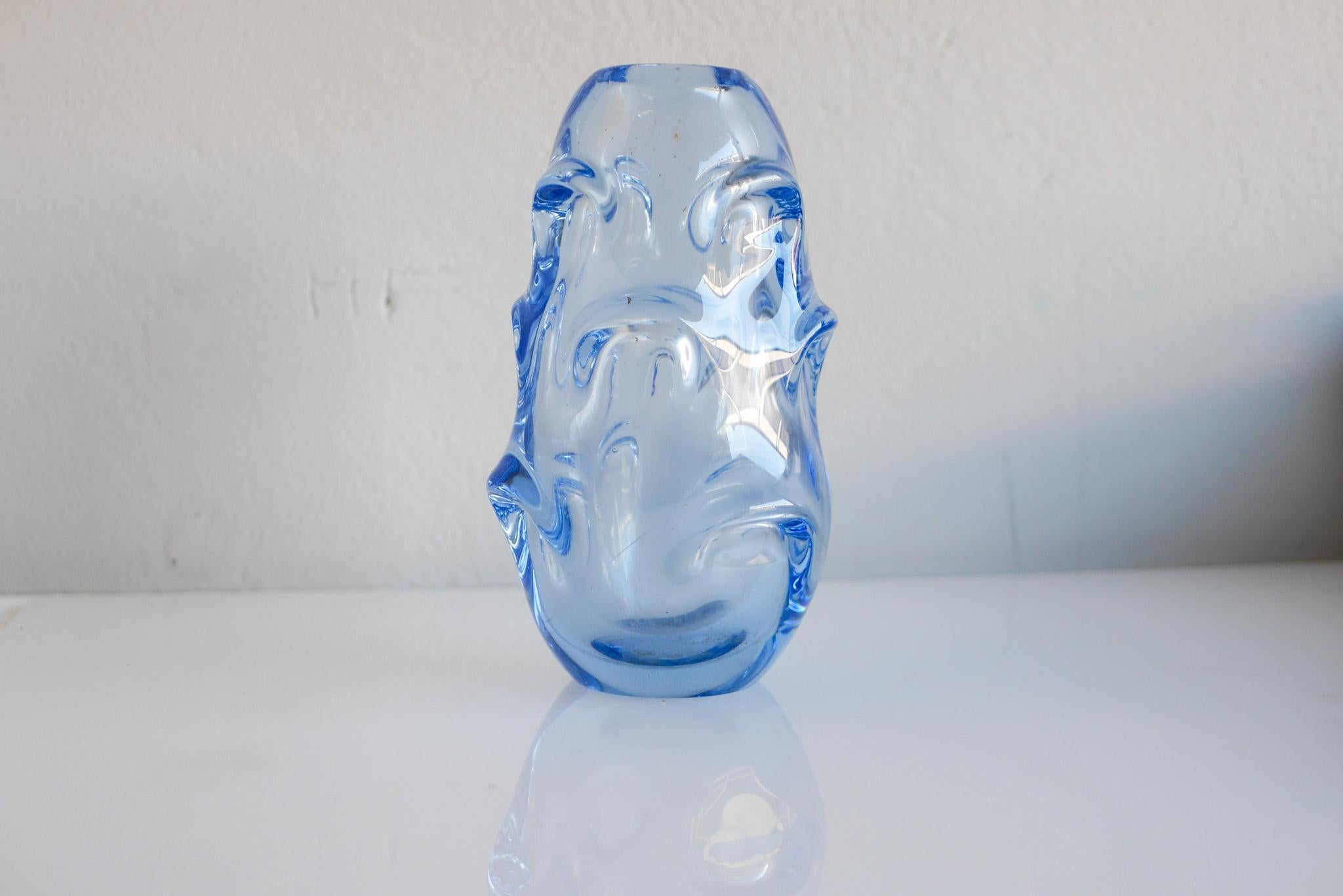Blown Glass Pale Baby Blue Art Glass Vase by Börne Augustsson for Åseda, Sweden For Sale