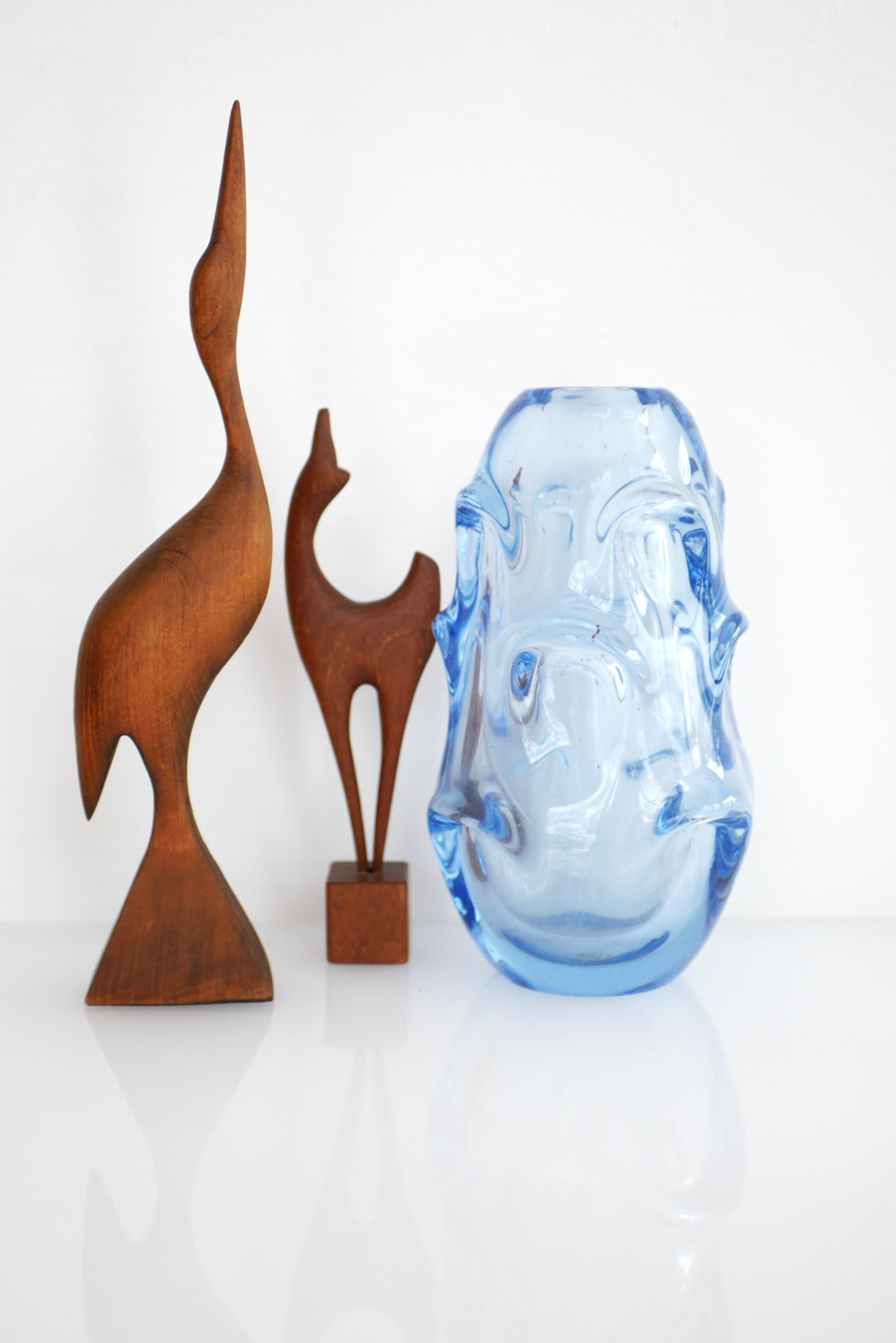 Pale Baby Blue Art Glass Vase by Börne Augustsson for Åseda, Sweden For Sale 2