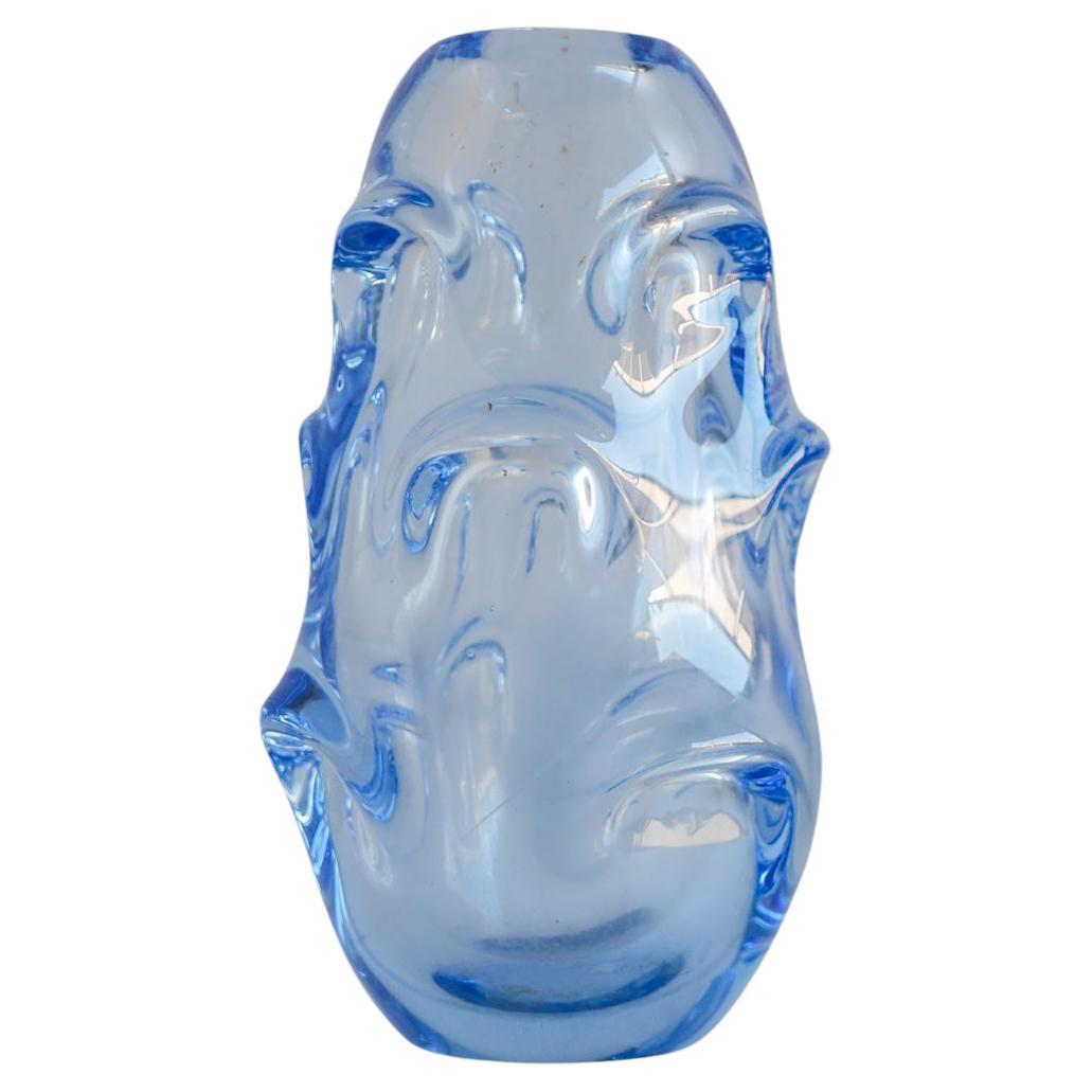 Pale Baby Blue Art Glass Vase by Börne Augustsson for Åseda, Sweden For Sale