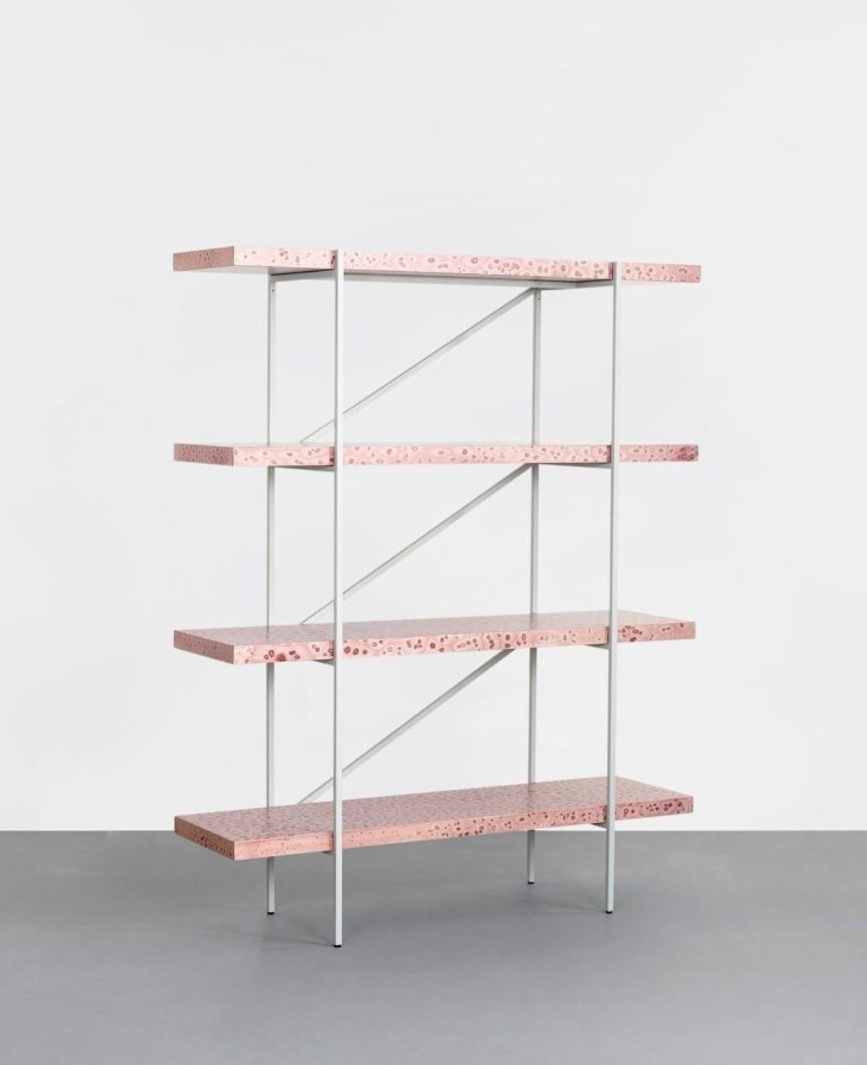 Pale Berry Osis Shelving by Llot Llov
Edition 2
Dimensions: W 140 x D 35 x H 175 cm
Materials: core board birch, powder coated steel

LLOT LLOV produce exclusive furniture and objects for private or corporate clients and also manage interior design