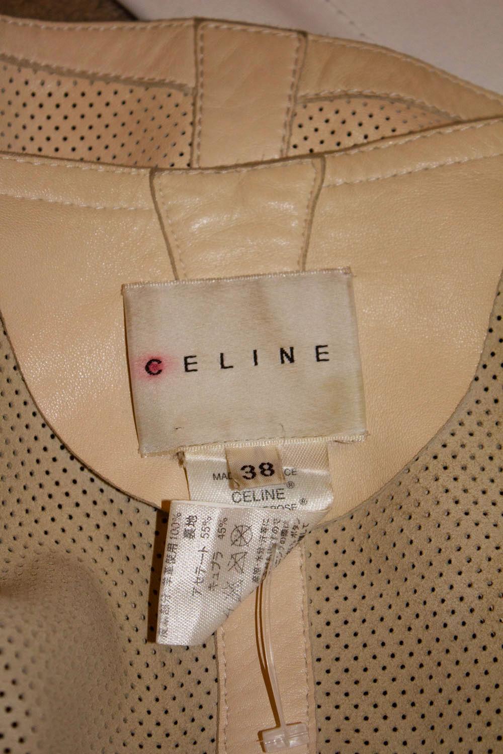 Pale Biscuit Colour Celine Leather Jacket For Sale 2