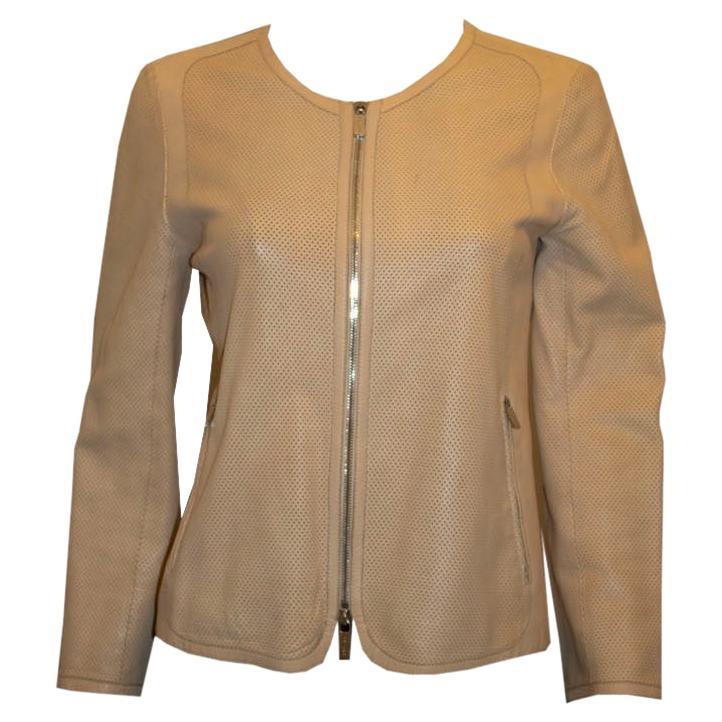Pale Biscuit Colour Celine Leather Jacket For Sale