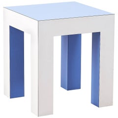 Vintage Pale Blue and White Side Table