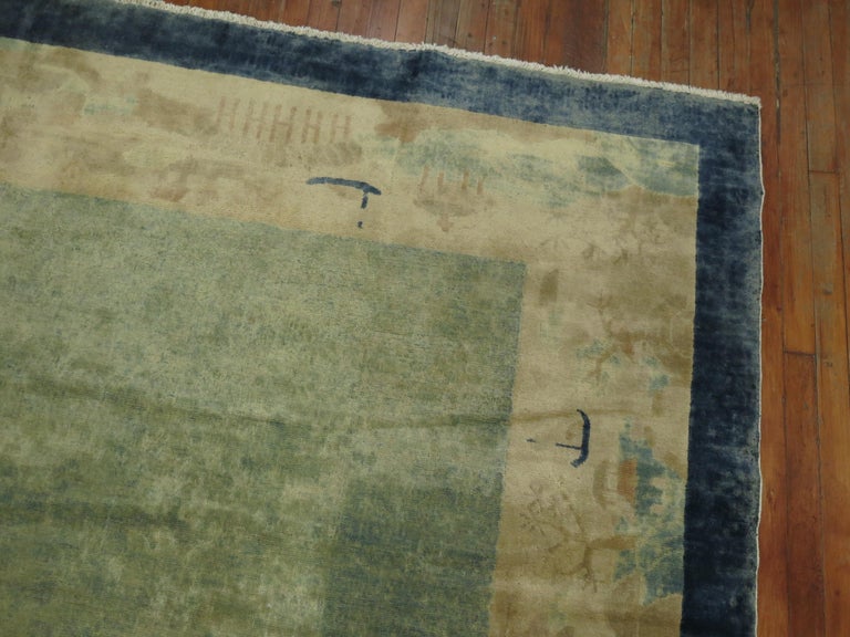 Pale Blue Antique Chinese Rug For Sale 3
