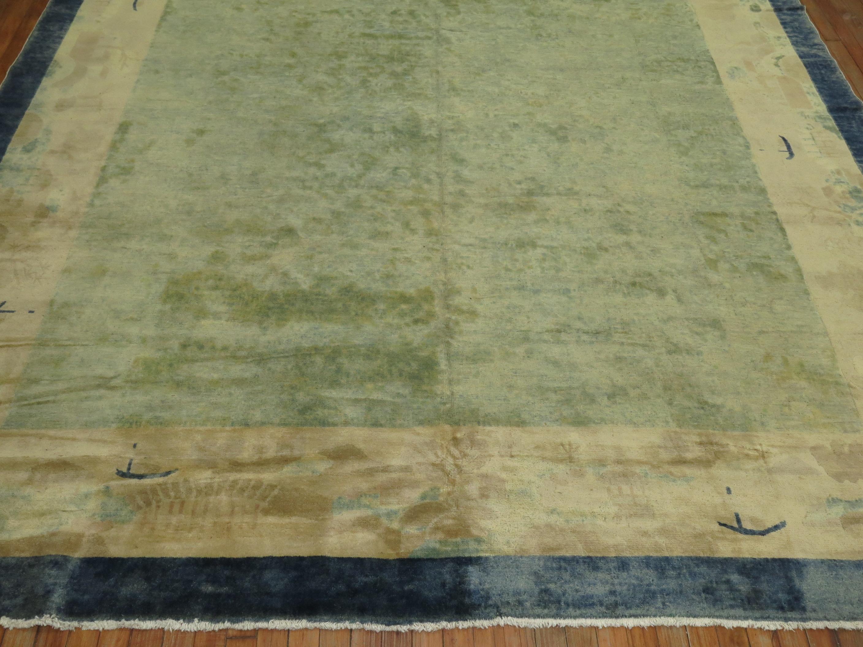 Pale Blue Antique Chinese Rug 4