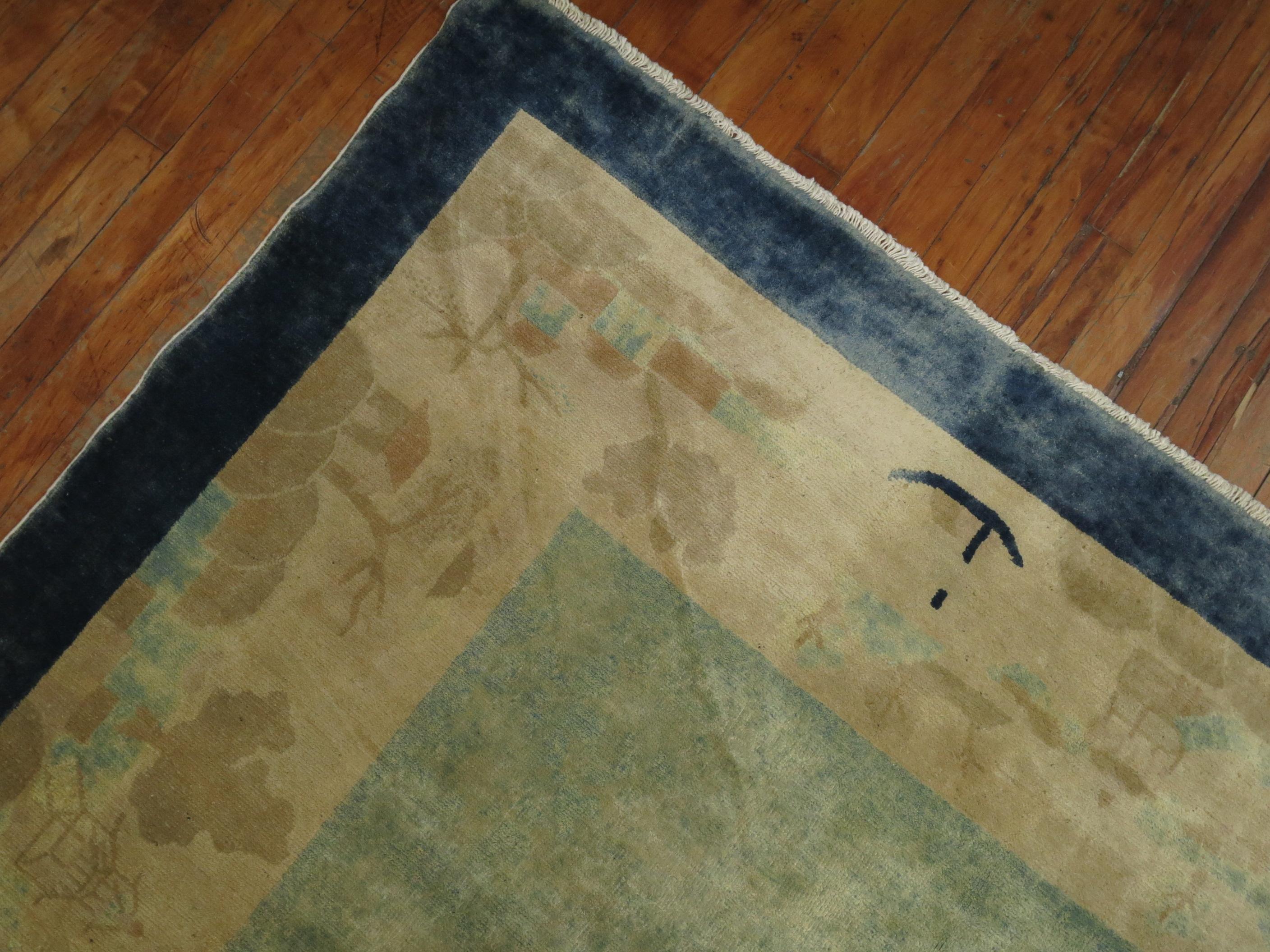 Pale Blue Antique Chinese Rug 1
