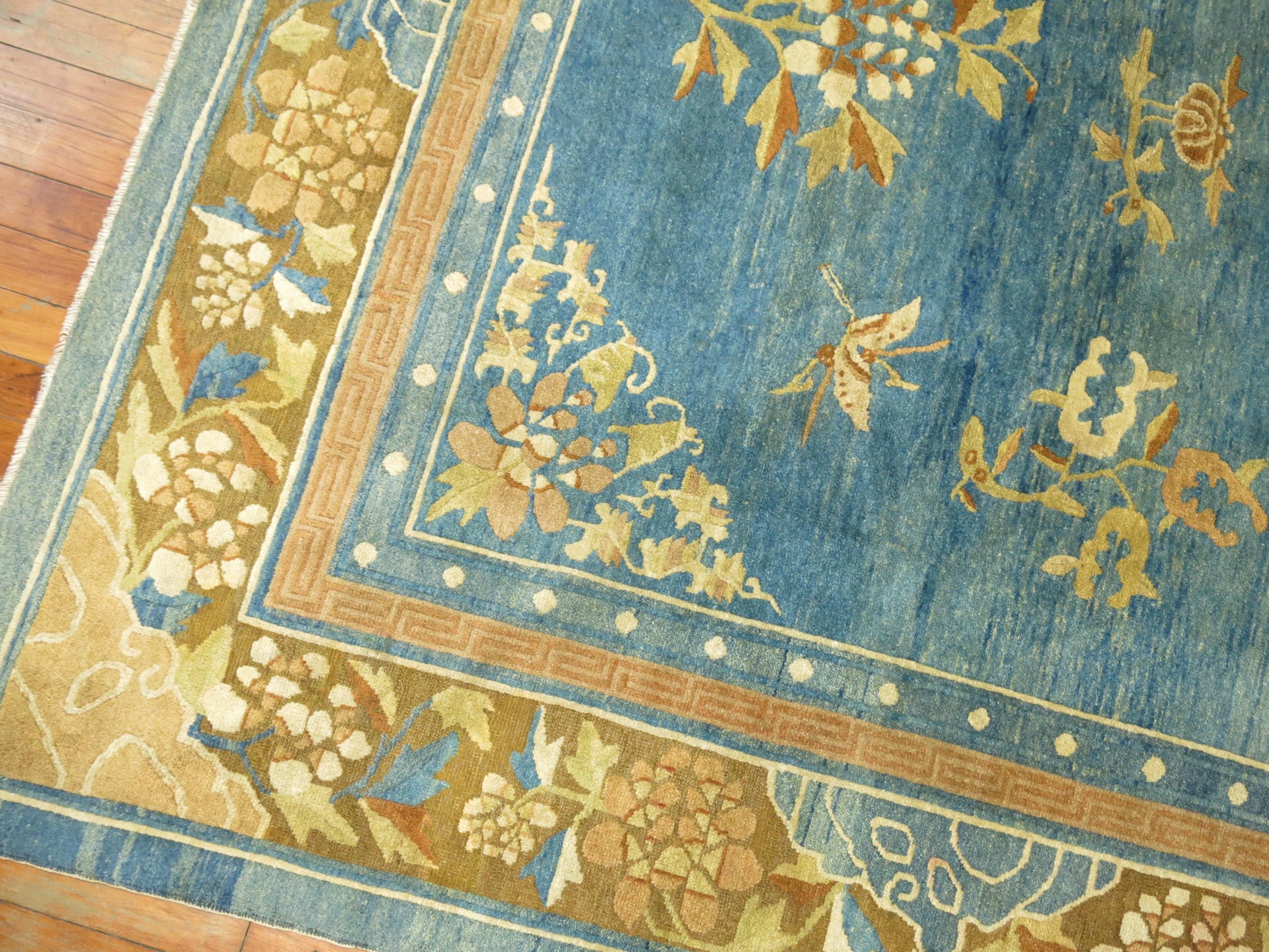 Pale Blue Antique Chinese Rug For Sale 2