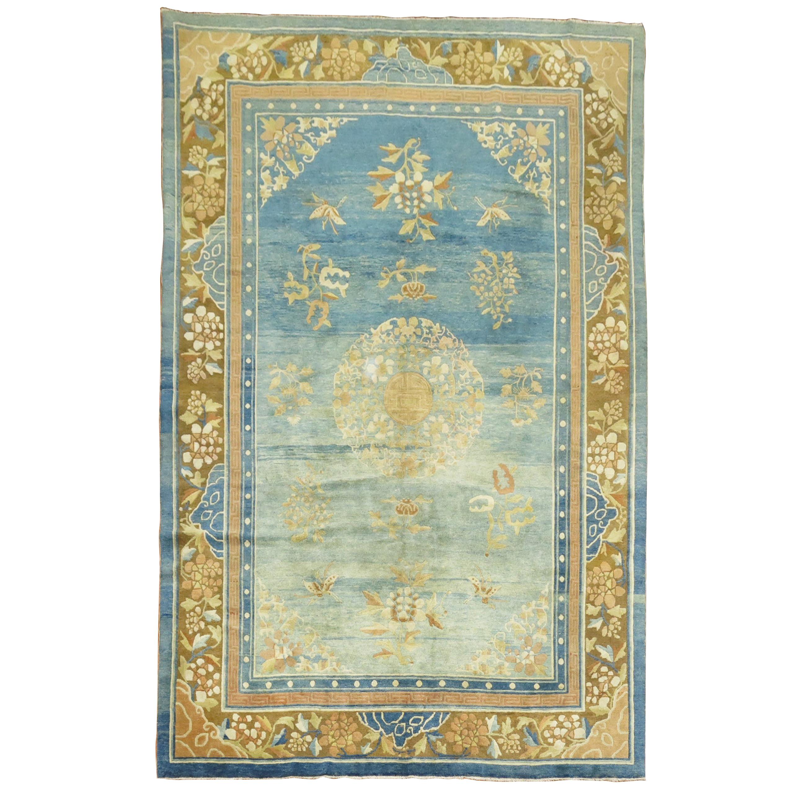 Pale Blue Antique Chinese Rug