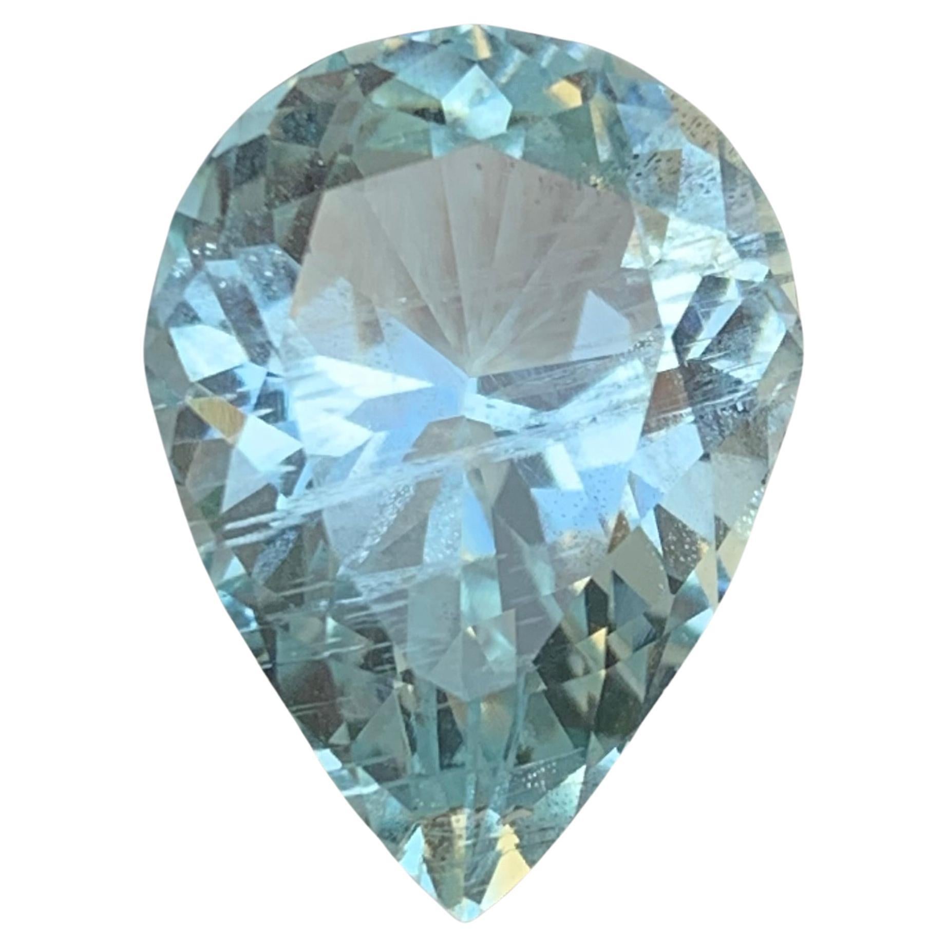 Pale Blue Aquamarine 12.2Ct Modified Pear Cut Natural Loose Gemstone for Pendant