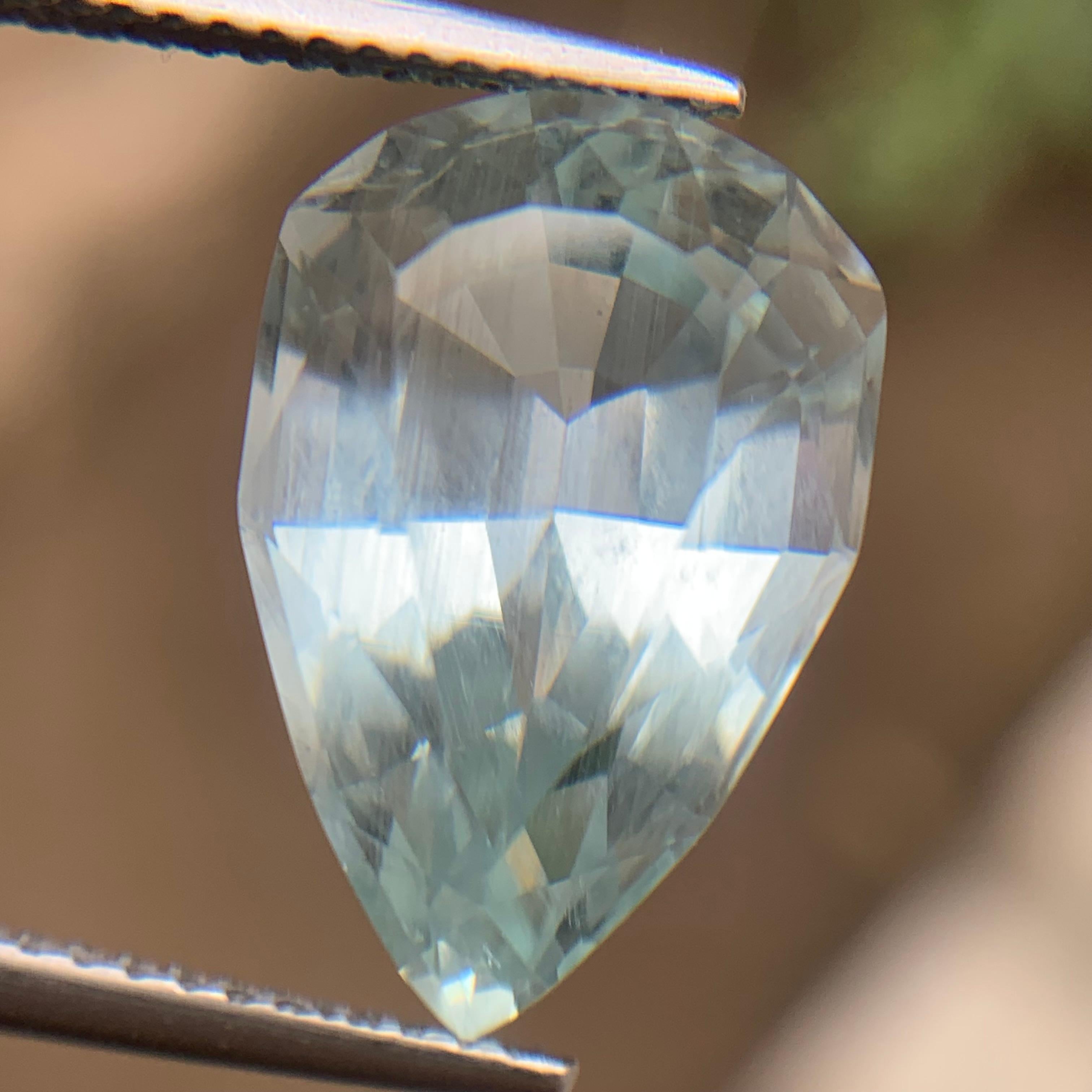 Pale Blue Aquamarine 8.19Ct Modified Pear Cut Natural Loose Gemstone for Jewelry en venta 4