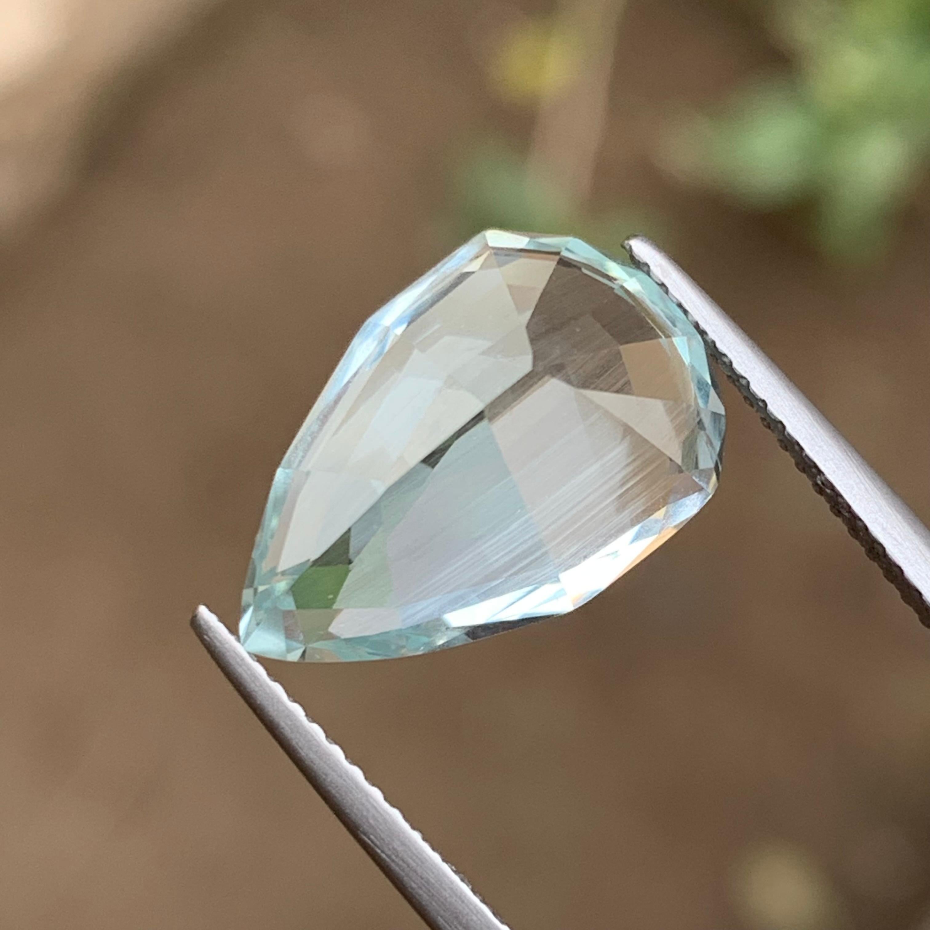 Pale Blue Aquamarine 8.19Ct Modified Pear Cut Natural Loose Gemstone for Jewelry en venta 5