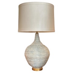 Pale blue ceramic handmade lamp pair
