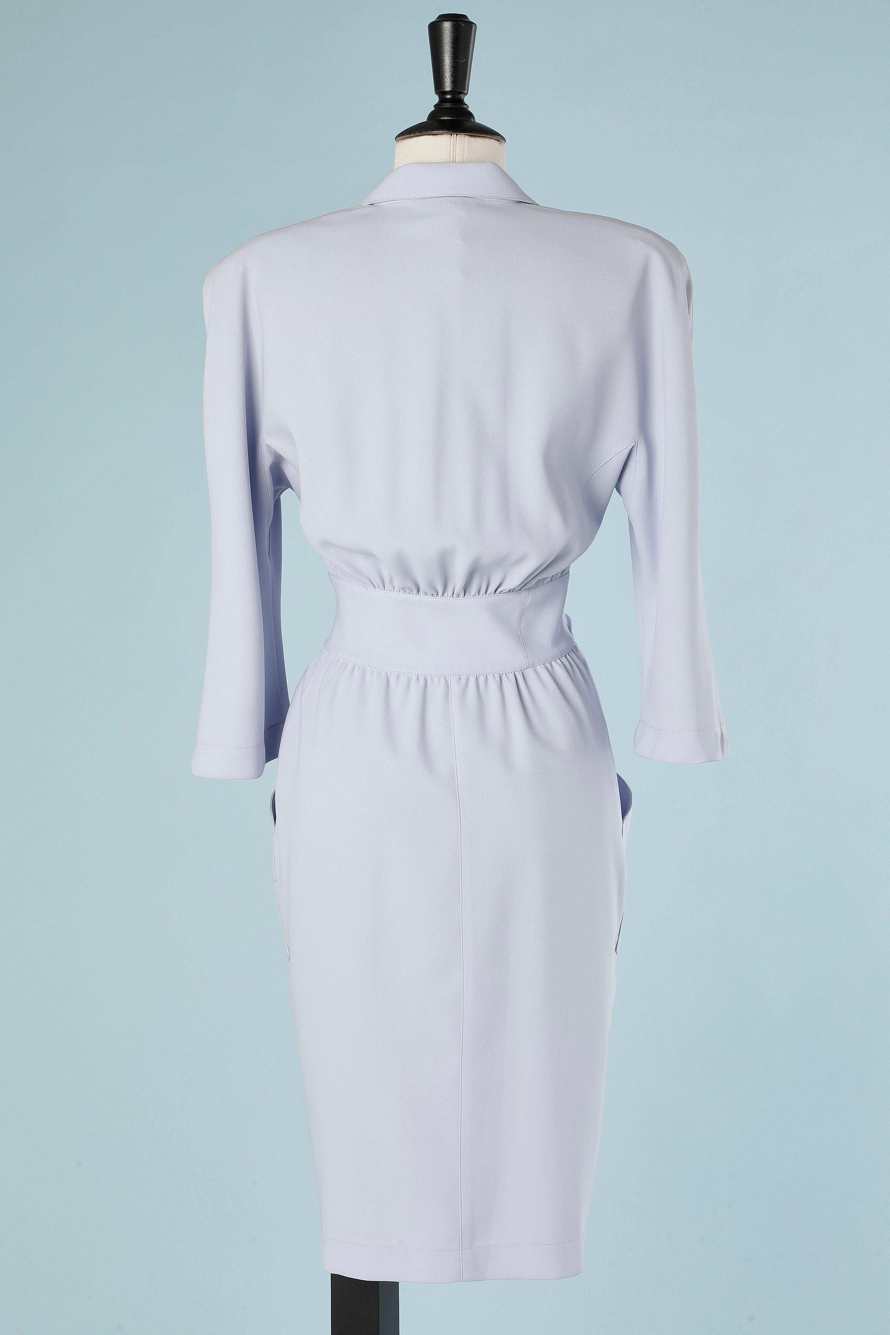 Pale blue cocktail dress with tie around the bust Thierry Mugler  For Sale 2