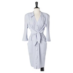 Pale blue cocktail dress with tie around the bust Thierry Mugler 