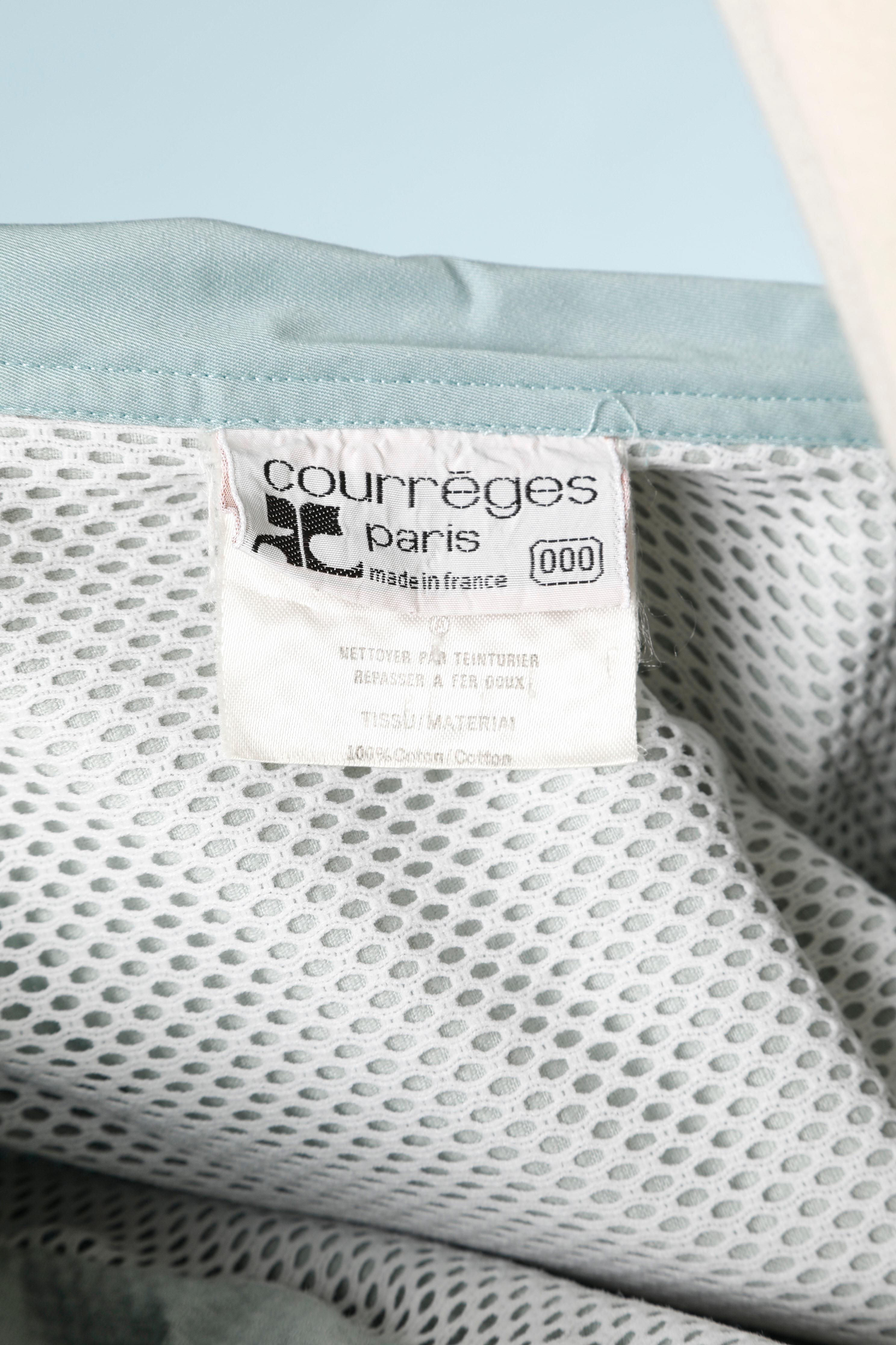 Pale blue corduroy and cotton jumpsuit Courrèges  In Excellent Condition For Sale In Saint-Ouen-Sur-Seine, FR