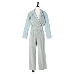 Vintage Pale blue corduroy and cotton jumpsuit Courrèges 