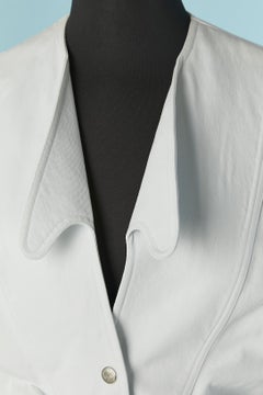 Pale blue cotton jacket with bow in the middle front Thierry Mugler