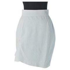 Pale blue cotton skirt with cut-work Thierry Mugler 