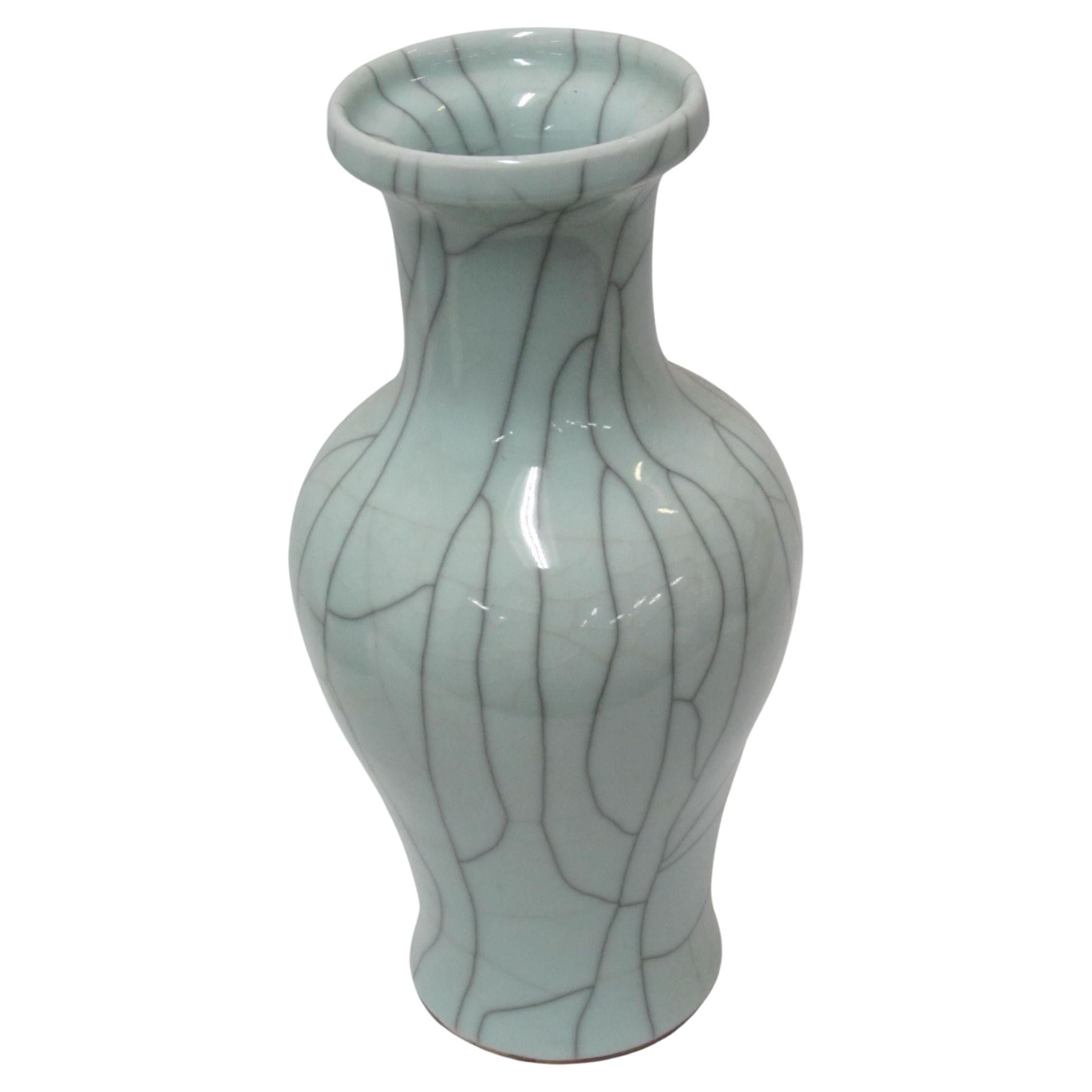 Pale Blue Crackle Design Vase, China, Contemporary