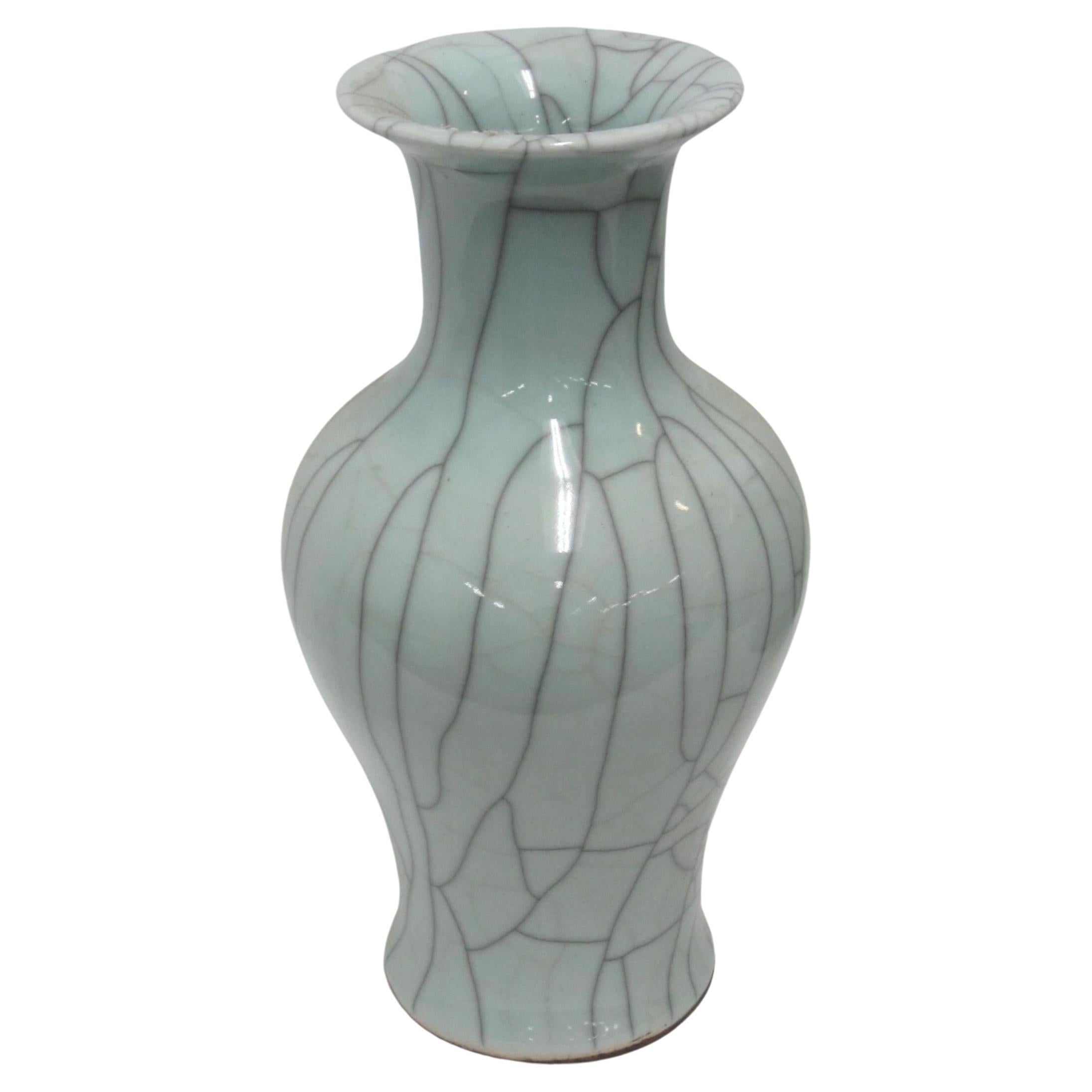Pale Blue Crackle Design Vase, China, Contemporary