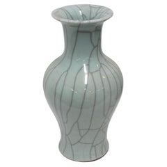 Pale Blue Crackle Design Vase, China, Contemporary