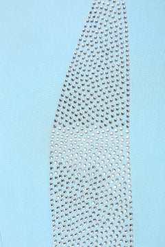Pale blue crêpe long evening dress with rhinestones Gai Mattiolo Couture