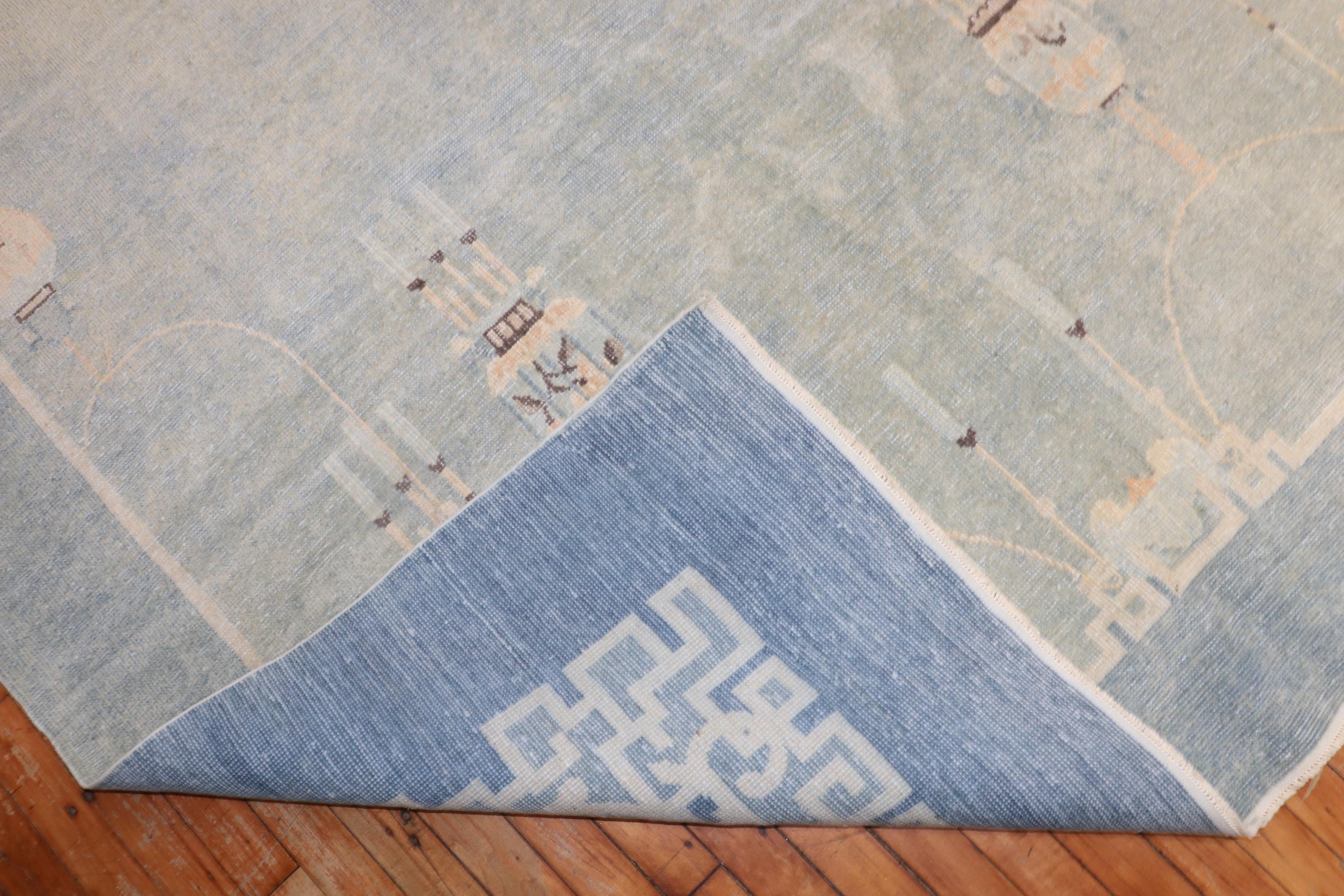 Pale Blue Early 20th Century Chinese Rug For Sale 4