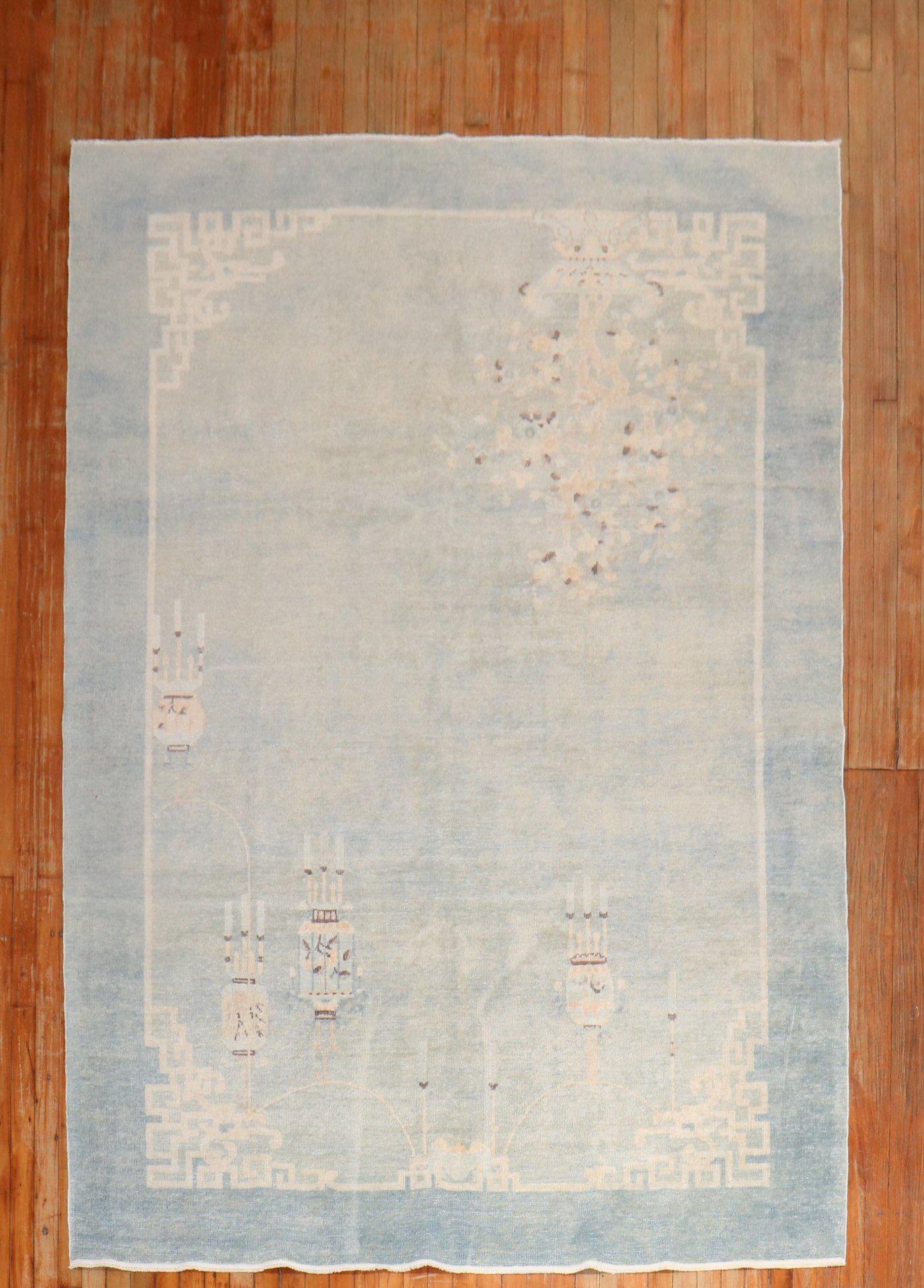 An early 20th century Chinese run in the palest of blues

Measures: 6'1'' x 9'.