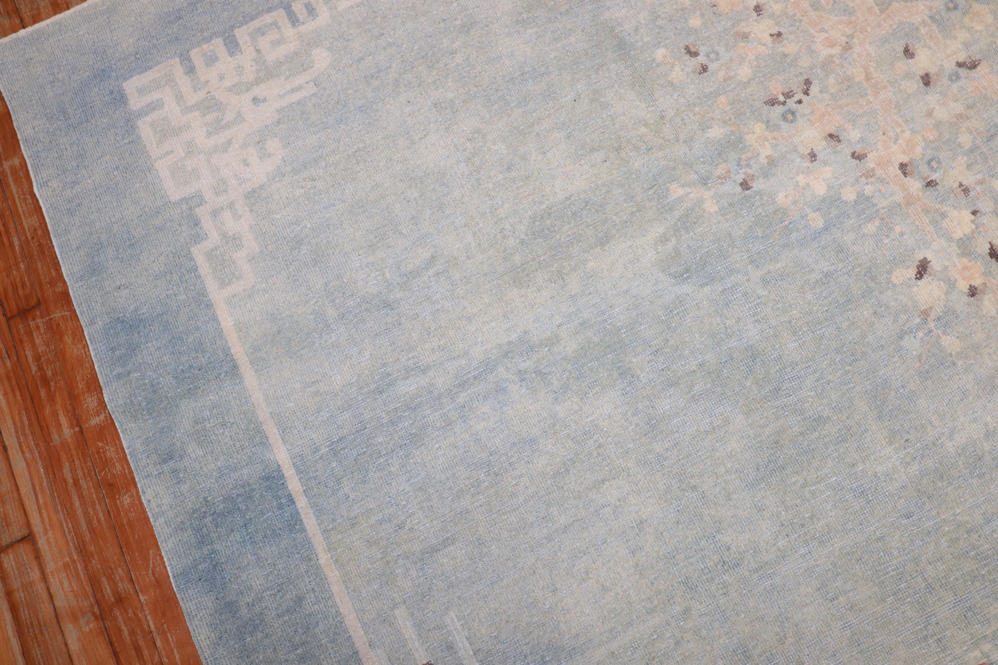 Pale Blue Early 20th Century Chinese Rug For Sale 2