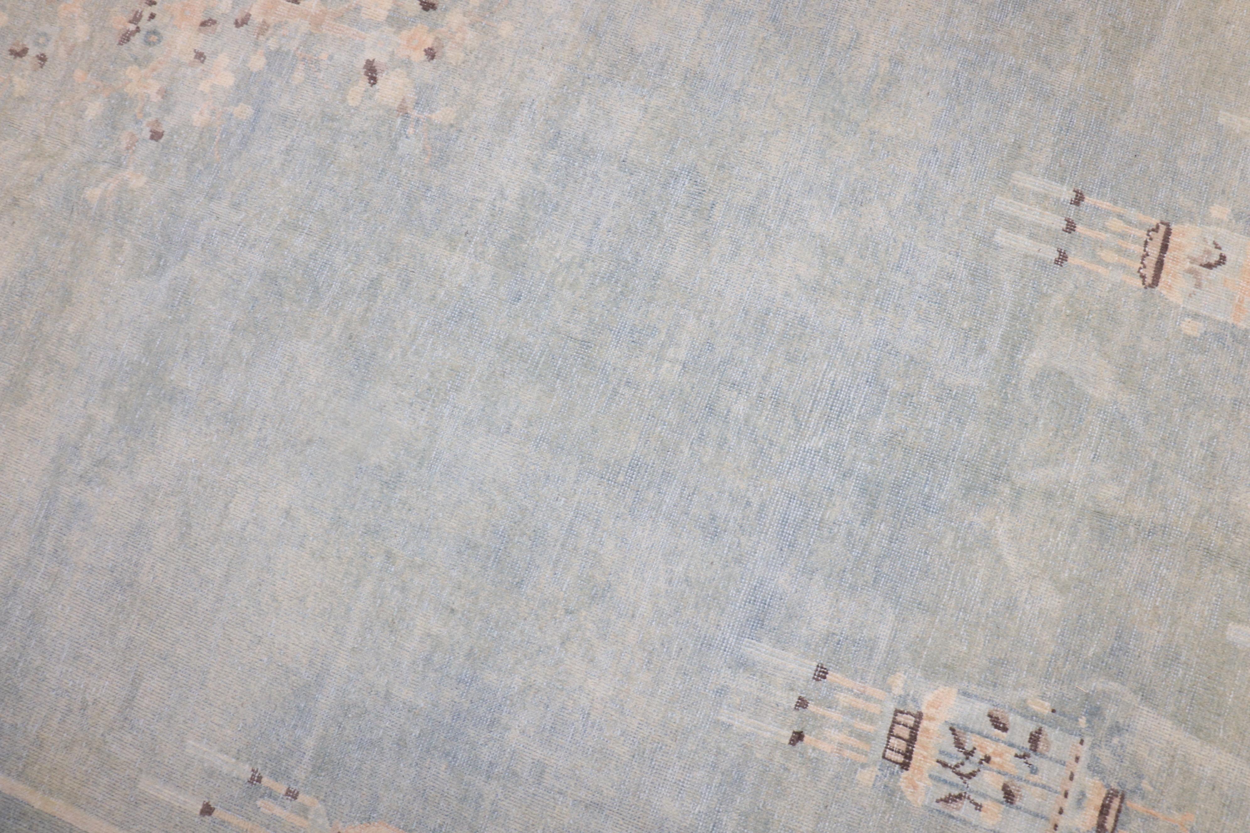 Pale Blue Early 20th Century Chinese Rug For Sale 3