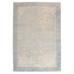 Antique Pale Blue Early 20th Century Chinese Rug