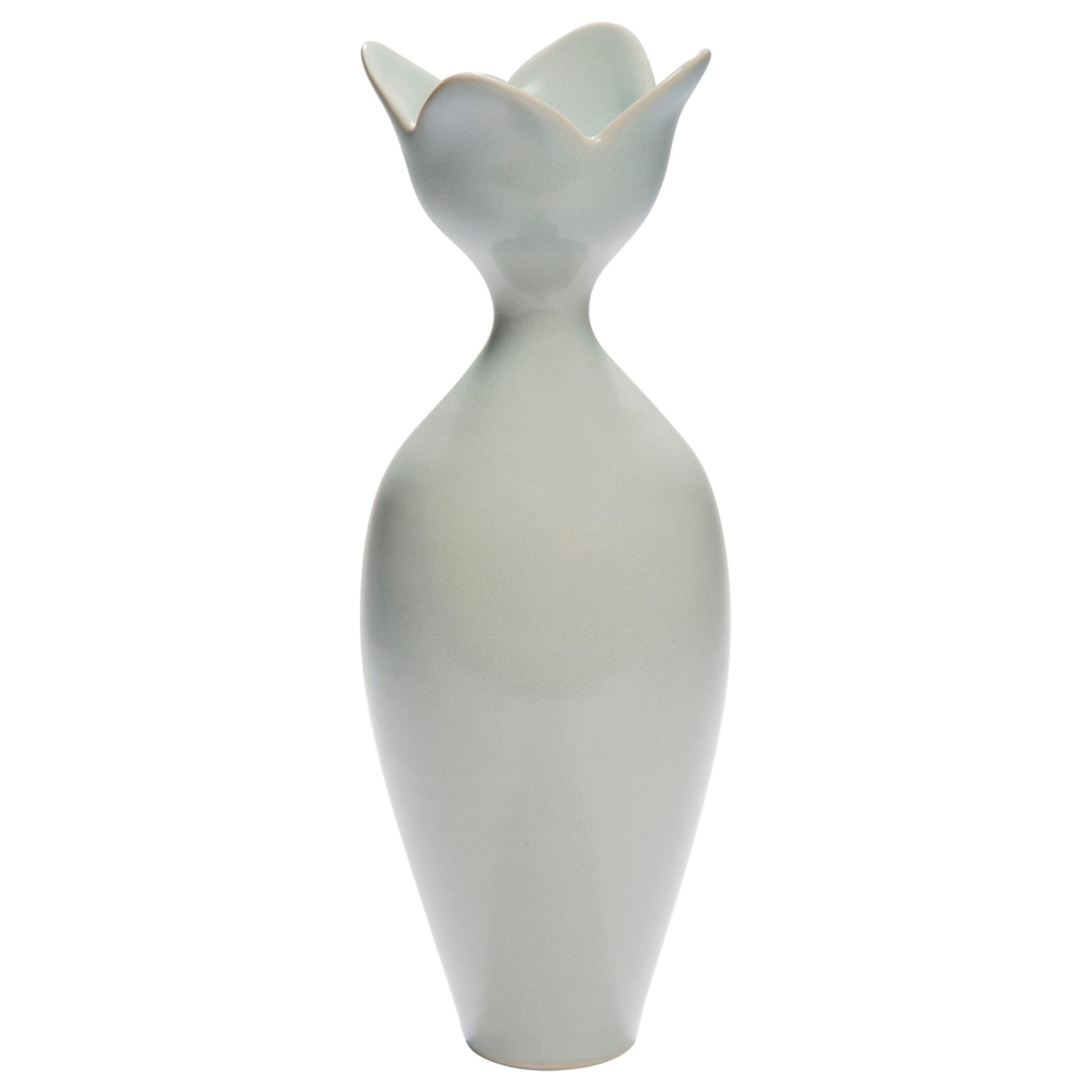 Pale Blue Flower, a Unique Celadon & Pale Blue Porcelain Vase by Vivienne Foley