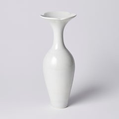 Pale Blue Flower with Foliate Rim, a Celadon Porcelain Vase by Vivienne Fole