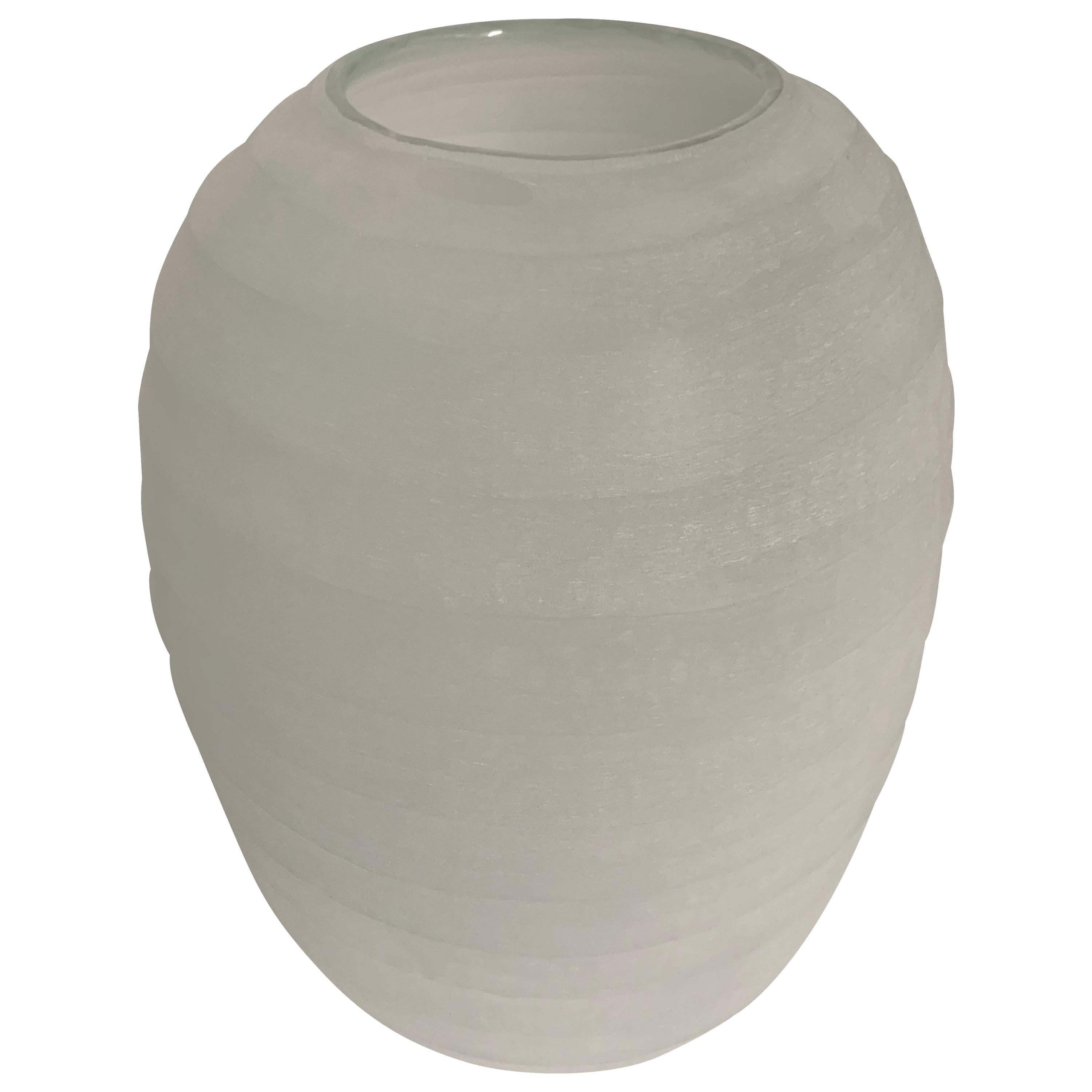 Pale Blue Frosted Glass Vase, Romania, Contemporary For Sale at 1stDibs
