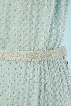 Pale blue fully beaded cocktail dress Circa 1960