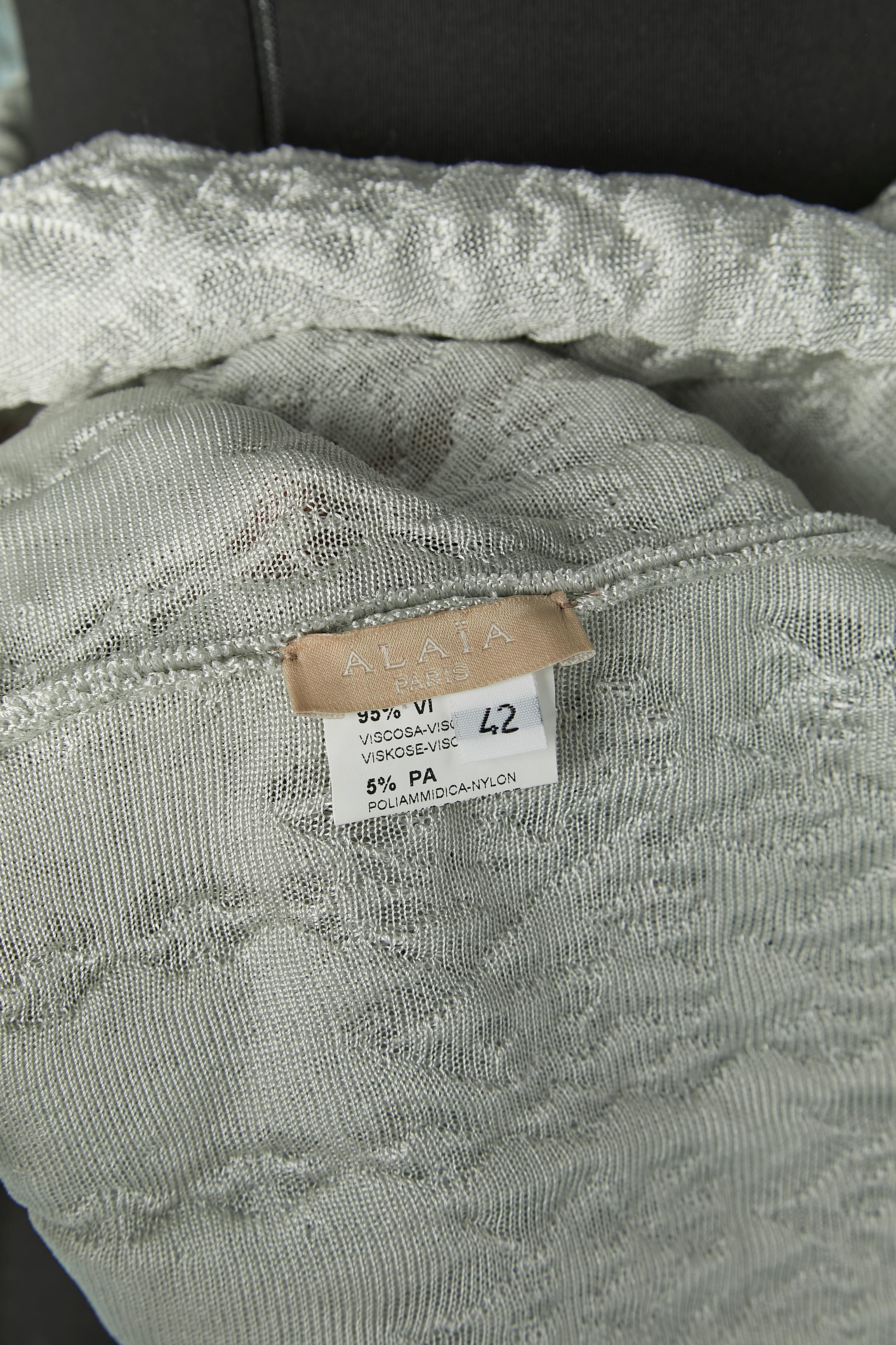 Robe de cocktail en jacquard sans manches bleu pâle-gris ALAIA en vente 2