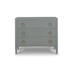 Pale Blue Linen Wrapped Modern Chest of Drawers