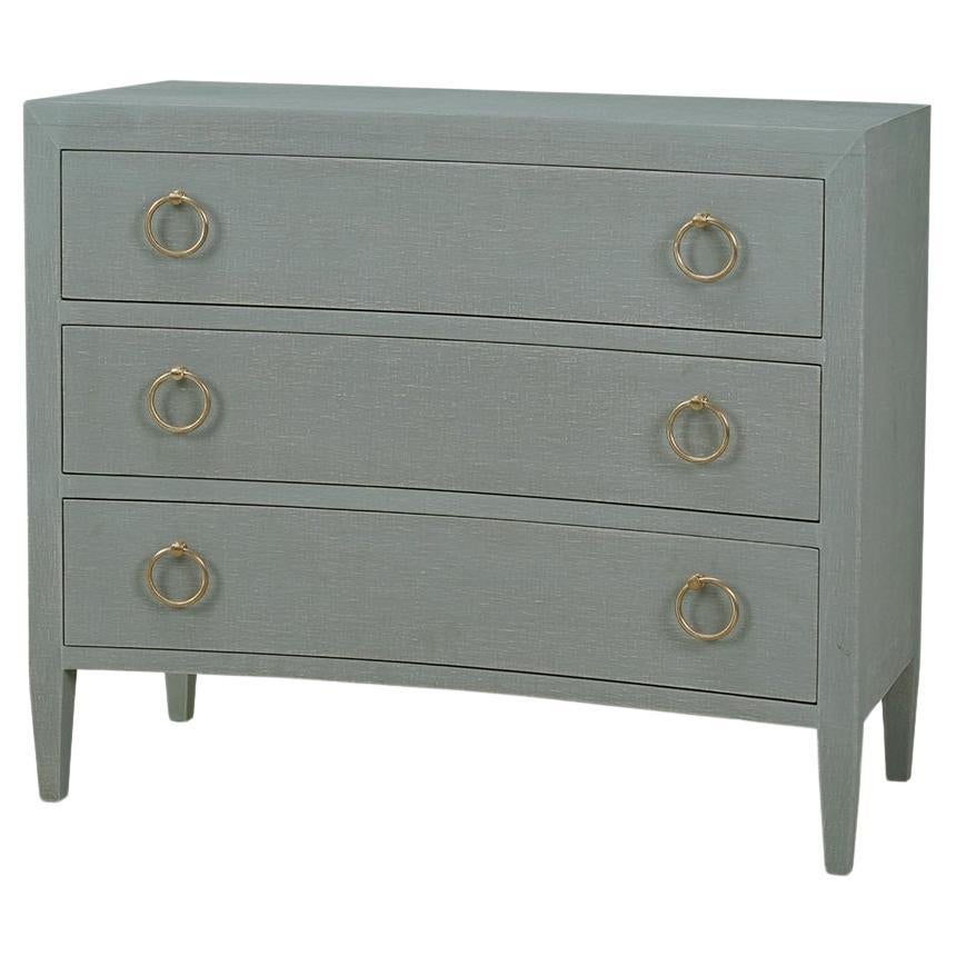 Pale Blue Linen Wrapped Modern Chest of Drawers