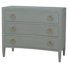 Pale Blue Linen Wrapped Modern Chest of Drawers