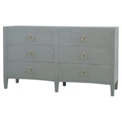 Pale Blue Linen Wrapped Modern Dresser