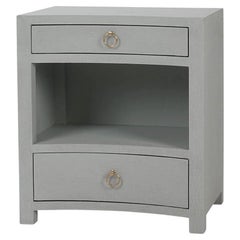 Pale Blue Linen Wrapped Nightstand