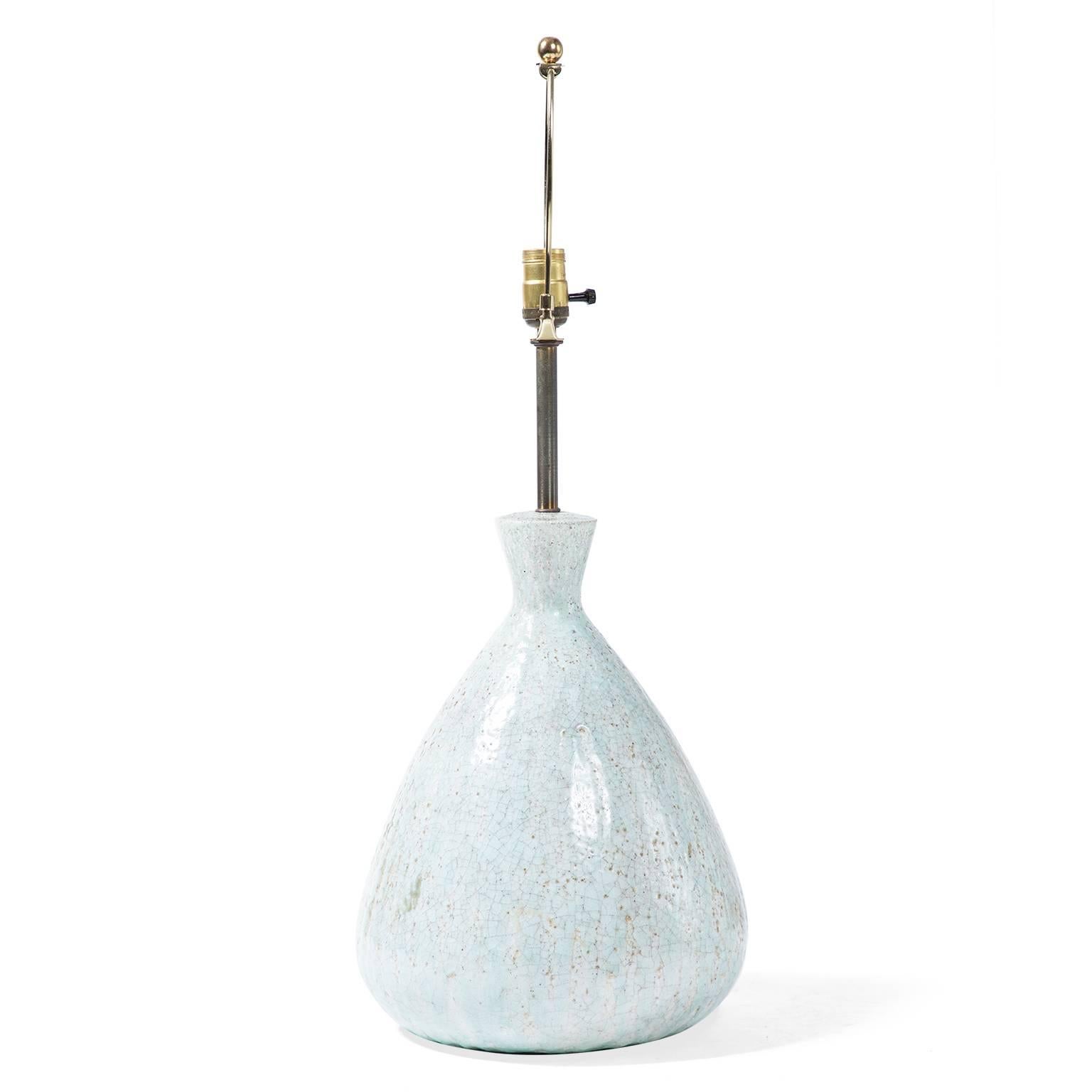 Pale Blue Midcentury Ceramic Lamp In Good Condition In New York, NY