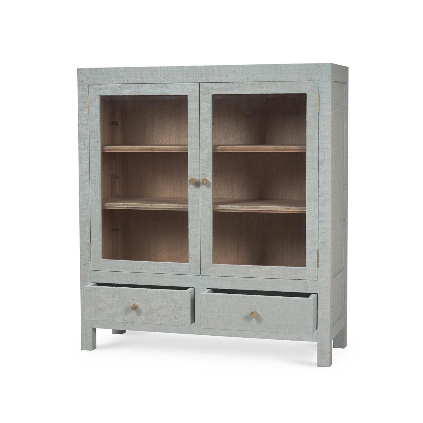 Organic Modern Pale Blue Modern China Cabinet For Sale