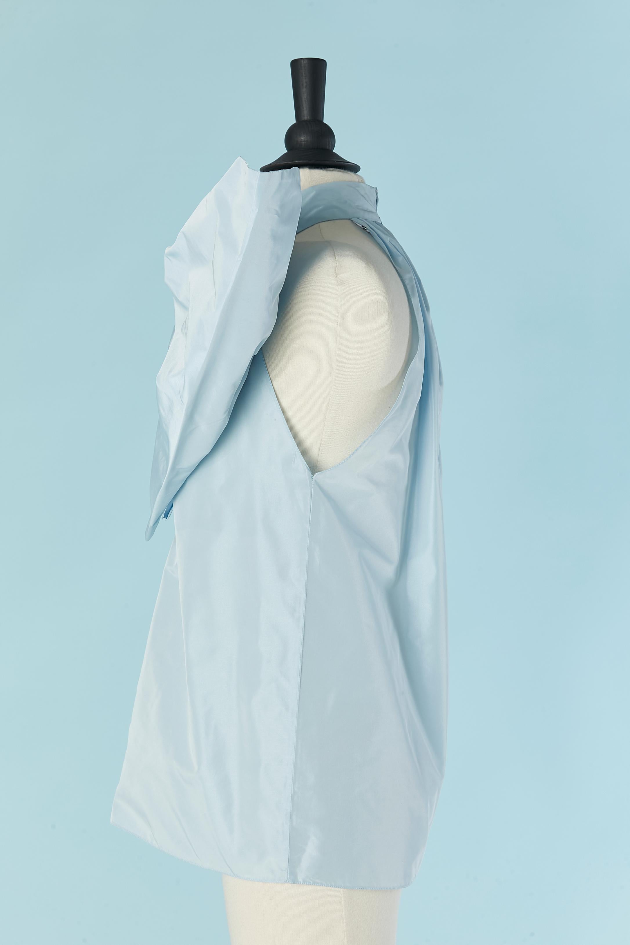 Blue Pale blue nylon sleeveless top with oversize bow GIVENCHY For Sale