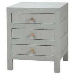 Pale Blue Raffia Bedside Table
