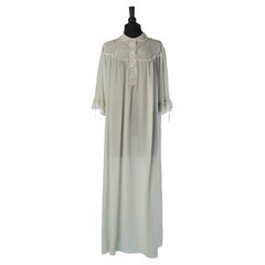 Pale blue silk chiffon nightgown with handmade embroideries and lace Circa 1930
