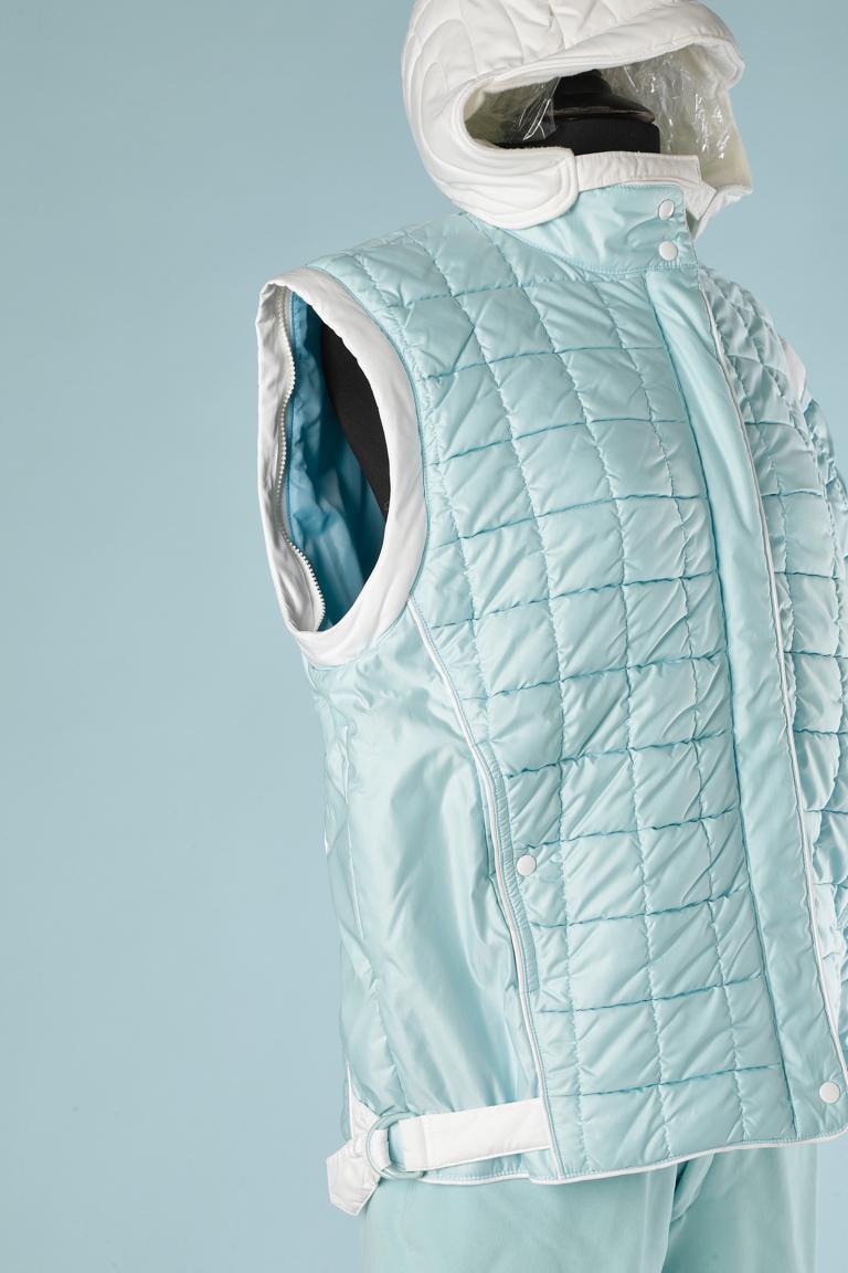 Women's Pale blue ski suit ensemble with white cagoule André Courrèges Sport Couture  For Sale