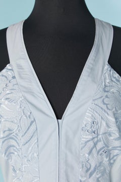 Pale blue sleeveless cotton dress with thread embroidery ROBERTO CAVALLI